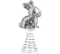 Décoration de table en forme de lapin disco avec finition miroir en argent, métal et verre pour arbres de Pâques, tables de mariage et fêtes de vacances (style A)