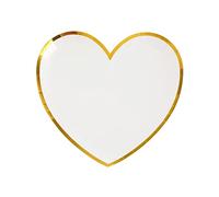 Décoration de Table Mariage Blanc et Or avec Assiette Coeur (x10) R/6811