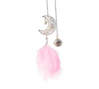 Décoration de voiture pour rétroviseur intérieur | Ornement attrape-rêves fait à la main avec plumes de lune naturelles, pendentif de voiture traditionnel bohème pour chambre à coucher à la maison