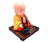 Décoration de voiture solaire de moine I 107 g - Décoration de moine en | forme de tête secouée - Figurine de moine de Bouddha secouant la tête - Décoration de voiture pour intérieur de voiture