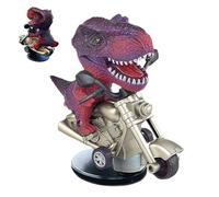 Décoration de voiture Tyrannosaure Rex - Décoration de dinosaure T-Rex à la dérive | Figurine créative de dinosaure sur moto - Décoration d'intérieur de voiture
