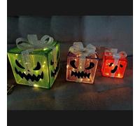 Décoration d'Halloween citrouille souriante LED en fer forgé à intensité | Décoration lumineuse pour fête, intérieur et extérieur, porche, cheminée, 20,5 cm, taille M