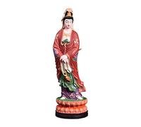 Décoration d'intérieur Figurine Ornement Bouddha Buis Statue Sculptée de Guanyin Bodhisattva Feng Shui Décoration Art Artisanal (8,7" de Haut) Ornements Exquis et Uniques