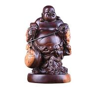 Décoration d'intérieur Mation - Sculpture en Bois d'ébène - Décoration de Bouddha Maitreya - Art Artisanal - Statue de Jardin - Cadeau Zen (10,6 x 8 cm)