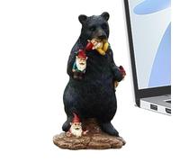 Décoration d'ours d'extérieur en résine artisanale mange les nains | Statue d'ours de jardin pour jardin, terrasse, pelouse, ferme, cabane, décoration de cuisine, amoureux de la nature