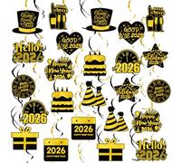 Décoration du Nouvel an 2026,Lot de 33 Tourbillons à Suspendre,Happy New Year 2026,pour Décorations de Fête du Nouvel an