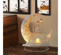 Décoration en acrylique 2D en forme de croissant de château pour le Ramadan, l'Aïd Al-Fitr Mubarak, panneau de table islamique pour maison, fête, événements