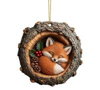 Décoration en acrylique avec trou d'arbre - Hibou, renard, raton laveur, oiseau, haie, écureuil, pomme de pin, décoration saisonnière à suspendre pour sapin de Noël