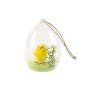 : Décoration en verre à poser ou à suspendre avec poussin de Pâques