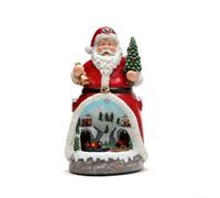 Décoration festive en résine avec Père Noël, bonshommes de neige, lumières, train en mouvement et musique pour Noël (Père Noël)