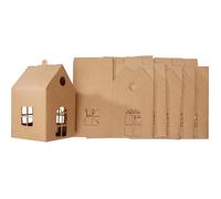 Décoration - FOLIA - Maisons en carton kraft - Lot de 6 - 11x19 cm - Idéal pour Noël