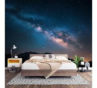 Décoration Fresque Murale Bleu Papier Peint Photo Intissé 250x175 cm | Chambre Salon Mange Ciel éToilé Voie LactéE 3D Panoramique Papier Peint HD Stickers muraux Tapisserie Poster