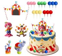 Décoration Gâteau Cirque, Cake Topper Cirque pour Anniversaire Enfant | Décoration de Tarte avec Clown et Animaux, Accessoires de Fête pour Carnaval Halloween Pâques, Baby Shower et Fête d'Enfant