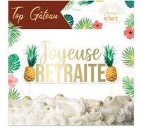 THE REPLICANT Accessoire de Fête/Top Gâteau Joyeuse Retraite - Motifs Tropicaux/Dimension : 17 x13 cm