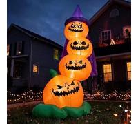 Décoration gonflable pour Halloween - Décoration de jardin - Citrouille, fantôme et pierre tombale - Éclairage LED - 1,8 m