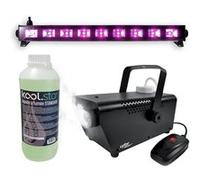 Décoration Halloween Réglette Barre Néon Lumière noire 9x3W FLUO BLACK LIGHT + Mini Machine à fumée et Liquide G