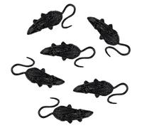 Décoration Halloween - Set de 6 rats en plastique noir BOLAND - 8 X 3 cm - Effrayez vos invités