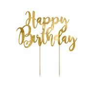 Décoration « Happy Birthday » dorée, pour gâteaux et tartes