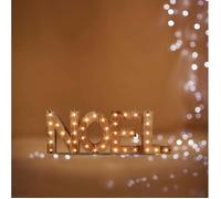 Décoration lumineuse lettres Noël - 44 x 3 x 15 cm - Marron