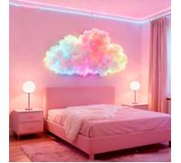 Décoration LED nuage d'orage alimentée par USB avec rythme musical et effet de changement de couleur, plafonnier 3D pour chambre o,i