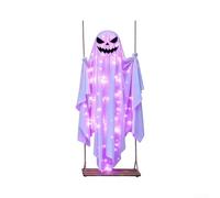 Décoration lumineuse à LED violette pour arbres de porche 1,2 m | Design oscillant de 1,8 m de haut, yeux LED violets, lueur nocturne étrange, tissu robuste, mouvement activé par le vent