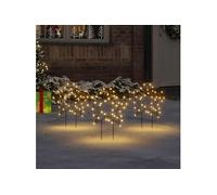 Décoration Lumineuse Etoile de Noël avec Piquets 50 LED 3 pcs, Lumières d'Etoile de Noël, Ornements de Noël Fête Maison Jardin, Moderne, 29 cm
