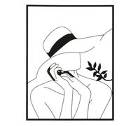 Décoration mural en métal noir femme avec chapeau Elegant 60x1x80 cm