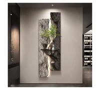 Décoration murale 3D avec LED, texture grès moderne, grandes sculptures avec fausse verdure pour salon, chambre, entrée