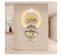 Décoration Murale 3D avec lumières LED, décoration Murale créative en métal avec lumières Chaudes, Grande Sculpture Murale familiale Chinoise pour Salon, Chambre, entrée (Or O 19,68x47,2in)