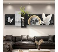 Décoration Murale 3D en grès avec éclairage LED, Sculpture décorative de Luxe, Alimentation Secteur, Sculptures murales suspendues créatives pour entrée, Culture hydroponique (L 40 * 120cm/15.