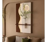 Décoration murale 3D en grès avec lumière LED, design vintage sans cadre pour décoration d'intérieur moderne, parfait pour les entrées, se marie bien avec des vases et de la fausse verdure