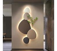 Décoration murale 3D en pierre empilée, lampe LED avec verdure artificielle, décoration d'intérieur moderne pour chambre à coucher, couloir, entrée, salon, accent décoratif unique