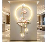 Décoration Murale 3D Lotus Lumineuse, Lampe LED Créative Neuf Poissons De Style Chinois, Fixations Suspendues En Alliage D'aluminium, Tableau Mural En Acrylique(C,60 * 120cm)