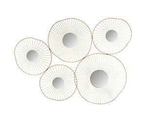Décoration Murale 5 Miroirs en Métal Doré 78 x 58 cm - Atmosphera