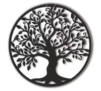 Décoration murale arbre de vie - DEKOPRO - Métal robuste - 40x40 cm - Noir - Intérieur et extérieur - Facile à accrocher