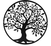Décoration murale arbre de vie en métal noir pour salon, couloir, escaliers, extérieur (50 cm) Label
