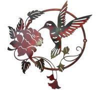 Décoration Murale - Art Mural en Métal - Figurine d'Oiseau - 3D Vintage - 25x25cm - Intérieur/Extérieur