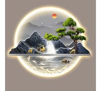 Décoration murale avec lumière LED, lampe murale paysage en pin, sculpture murale 3D pour décoration d'intérieur, parfaite pour l'entrée, le salon et la chambre à coucher