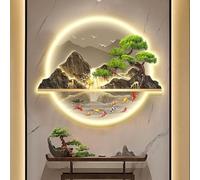 Décoration murale avec lumière LED, lampe murale paysage en pin, sculpture murale 3D pour décoration d'intérieur, parfaite pour l'entrée, le salon et la chambre à coucher