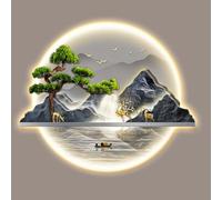 Décoration murale avec lumière LED, lampe murale paysage en pin, sculpture murale 3D pour décoration d'intérieur, parfaite pour l'entrée, le salon et la chambre à coucher