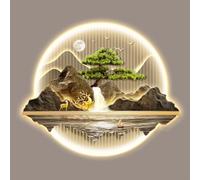 Décoration murale avec lumière LED, lampe murale paysage en pin, sculpture murale 3D pour décoration d'intérieur, parfaite pour l'entrée, le salon et la chambre à coucher