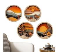 Décoration murale bohème | Cadre rond en bois de 20 cm - Ornement esthétique pour porche, cheminée, balcon, galerie, bibliothèque, terrasse, rebord de fenêtre