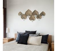 Décoration murale bougeoir salon maison de campagne Décoration murale bougeoir décoratif pour le mur, 7x lanterne, forme de feuille, fer, LxlxH 11x87x43 cm, Boltze 2012390