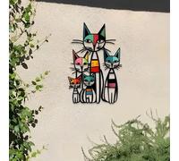 Décoration murale colorée en métal : Sculpture murale chat, chien, fleur, papillon, grenouille - Plaque décorative pour jardin Style B