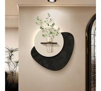 Décoration Murale créative en grès 3D avec lumière LED, Sculpture décorative à Brancher avec Vase, Texture Naturelle, Peinture Murale Moderne pour entrée, Couloir (L 50 * 50cm/19.7 * 19.7in)
