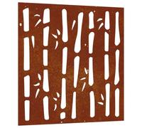 Décoration murale de jardin en acier Corten - 55 x 55 cm - Design bambou - Résistant aux intempéries - Durable - Couleur rouille - Pour terrasse, balcon, clôture, atmosphère naturelle en extérieur
