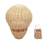Décoration Murale de Montgolfière en Rotin pour Chambre de bébé et | Ornement suspendu tissé, accessoire de photographie léger, accent Boho, beige