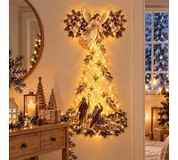 Décoration murale de Noël LED forme d'ange Applique murale Angel Blessing | Starglow Ange de Noël lumineux en cascade pour Noël, 2D Lumineuses, décoration de Noël à LED pour la chambre à coucher