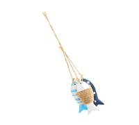 Décoration murale de salle de bain en forme de poisson côtier en bois avec corde naturelle, détails de plage bleus et blancs pour décoration murale de maison, décoration de maison de plage, décoration