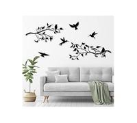 Décoration murale d'extérieur en métal à suspendre Oiseaux sur La Branche Oiseau Art Décor Mûr Feuilles avec Noir Noir PAPIER PEINT